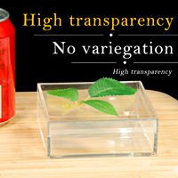 Boîte de rangement alimentaire carrée en plastique PS transparent de 11 cm avec impression UV, couvercle personnalisé avec logo pour l'emballage de gâteaux et de sucettes