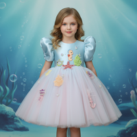 Robes de Princesse 3D à Fleurs 2025 pour Enfants, Robe de Mariage pour Bébé Fille, Robes Vertes à Manches Bouffantes avec Perles pour Anniversaire et Fête