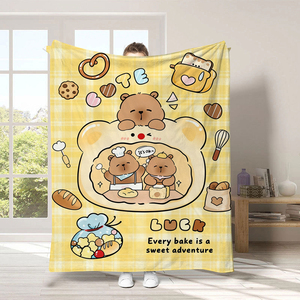 بطانية فليس مطبوعة بتصميم دب كرتوني لطيف عالية الجودة 2026، بطانية مخصصة للتكييف وأريكة - Product Image 6