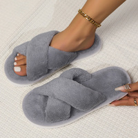 Pantoufles en peluche chaudes et douillettes à bout ouvert pour femmes, usage intérieur, semelle antidérapante, logo personnalisé, OEM, vente en gros 2026