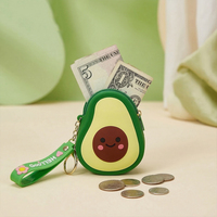 Porte-monnaie en silicone motif fruit de dessin animé mignon, porte-clés, breloque de sac, porte-cartes, mini portefeuille, cadeau pour enfants, logo personnalisé, vente en gros