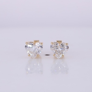 Starsgem yeni 0k sarı altın Def Vs sentetik elmas 4 Prong tarzı pençe ayarı küpe Lab yetiştirilen elmas top küpeler - Product Image 4