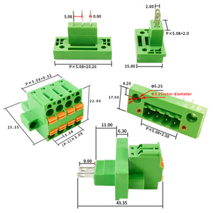 5.08mm Pitch Complete Male & Female Through-Wall Dual-Row Spring Cage <b>Terminal</b> Block Set with Flange,Solderless Panel Mount - Product Image 2
