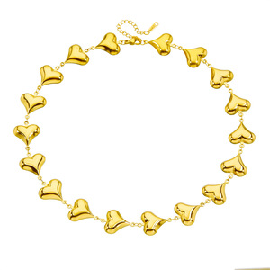 Heart-Shaped Stainless Steel Necklace And <b>Bracelet</b> <b>Set</b> For Women Party Jewelry Fashion Accessory - Product Image 5