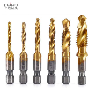 FEIDA 6pcs M3 to M10 Tin Coated Titanium Steel Drill Tap Bit Set HSS <strong>Tapping</strong> Threading Tools - Product Image 3
