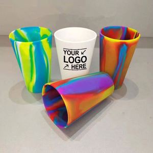 Gobelet à boire en silicone personnalisé avec logo, vente chaude, pas cher, 16 oz, sans BPA, gobelet à vin et à bière en silicone arc-en-ciel - Product Image 1