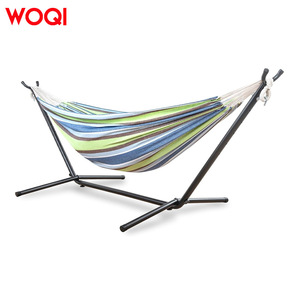 Hamac Woqi avec structure métallique, portable, pour plage, camping, voyage, en tissu coton, capacité 250 lb - Product Image 1
