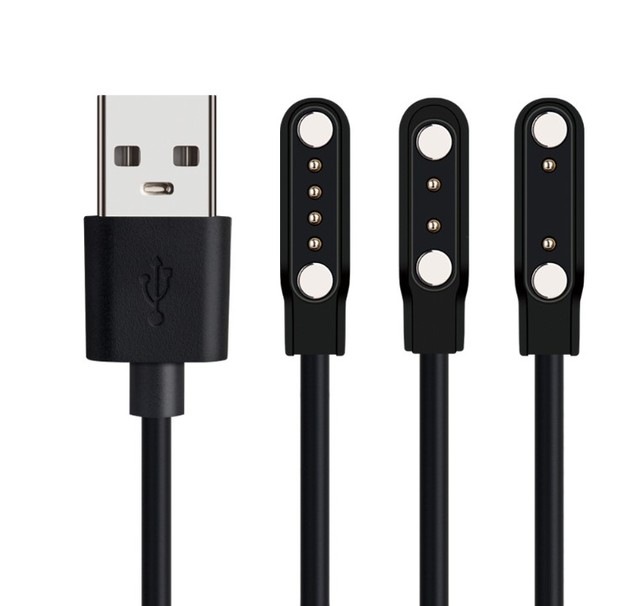 Hot Selling 60cm USB Magnetic Pogo Pin Charger 4.0mm 2pin USB Charging Cable Cord for Smart Watch