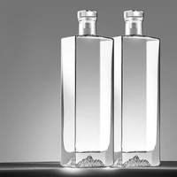 Bouteille carrée unique de 250ml 375ml 500ml 1000ml Tequila Rhum Liqueur Brandy Whisky Vodka avec bouchon en verre