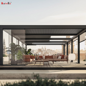 Véranda moderne en aluminium pour balcon, véranda extérieure, <span class=keywords><strong>toit</strong></span> <span class=keywords><strong>plat</strong></span> en verre incurvé pour pool house, gazebo, pergola, hôtel, appartement - Product Image 2