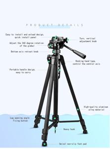 WEIFENG Trípode de Cámara Profesional para Cámara Digital DSLR, Trípode de Vídeo en Vivo con Cabezal Giratorio de 1,6 °, 360 m, M - Product Image 5