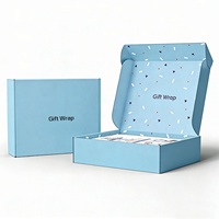 Caja de Envío Reutilizable de Cartón Corrugado Azul Marino con Impresión Personalizada de Lujo Sostenible, Material Ecológico, Diseño Moderno y Minimalista