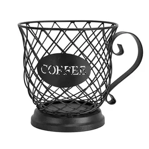 Coffee Cup Capsule Storage Basket, Vintage Coffee Pod Storage Box, Espresso Bean Holder, Black