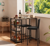 Ensemble de table et de chaises de salle à manger moderne en cinq pièces, doré, brun, orange, coussin, dossier, fonction de rangement, en fer, installation facile
