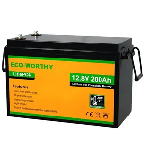 Eco-worthy Cycle 12v 200ah lipo battery Energy Storage Lithium Solar Lifepo4 Battery