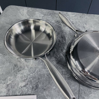 Poêle à frire professionnelle en acier inoxydable Tri-Clad, poêle à induction de qualité alimentaire 18/10, ensembles de casseroles de cuisine 8/10/12"