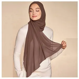 2023 Premium georgette hijab perle bulle en mousseline de soie tudung filet foulards musulmans châle instantané en mousseline de soie Hijab fournisseur