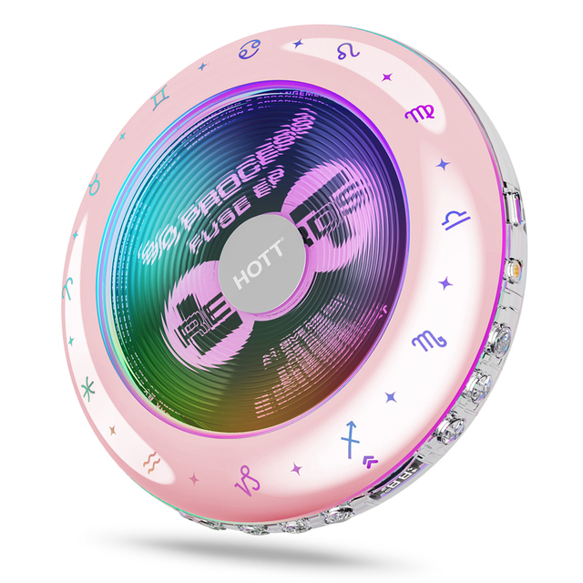 HOTT C901 Portable CD Player with Dynamic Constellation LED Light Strip and 360 Transparent Body Design,