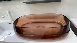 Lavabo moderne <span class=keywords><strong>en</strong></span> cristal transparent, cuvette de comptoir lavabo <span class=keywords><strong>en</strong></span> résine pour salle de bain, vanité pour hôtels, villa - Product Image 2
