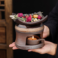 Base chauffante isolante rétro semi-artisanale en céramique pour bougies et diffuseurs, idéale pour le thé, l'aromathérapie, la cuisson et la friture.