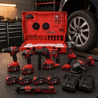 Nouvelles outils électriques sans fil 18V, équipées d'un ensemble de 4 batteries lithium-ion de 4,0 Ah ; un kit comprenant 6 outils au total.