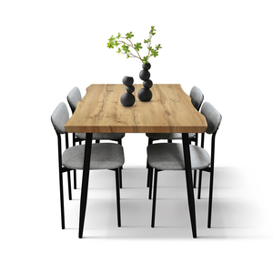 Gemma <b>Dining</b> <b>Set</b> Rustic Oak Melamine Top Metal Base Indoor Use - Product Image 6