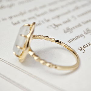 <span class=keywords><strong>Anello</strong></span> da Donna di Lusso LAMOON in Argento Sterling 925 Placcato <span class=keywords><strong>Oro</strong></span> con Quarzo <span class=keywords><strong>Bianco</strong></span> Naturale Rotondo e Montatura a Griffe, Stile Vintage - Product Image 6
