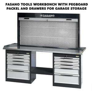 Fasano <b>Tools</b> Workbench With Pegboard Back Panel And <b>Drawers</b> For Garage Storage - Product Image 2