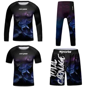 2023 moda personalizzata 4 pezzi bambini ragazzi MMA Wear set Fitness bambini Rash Guard palestra compressione abiti ad asciugatura rapida Sport Wea