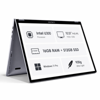 Mini Laptop 10.51" 360° Vendita Diretta dalla Fabbrica all'Ingrosso °   Flip Touchscreen Intel U300 16+512GB SSD Win11 Pro 920g Portatile per Business