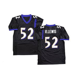 Maglia da rugby da uomo in stile vintage cucita 52 Ray Lewis 20 Ed Reed S-3XL Spedizione veloce - Product Image 2