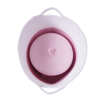 Panier de rangement tressé en coton bicolore grande capacité avec poignée, couleur personnalisable
