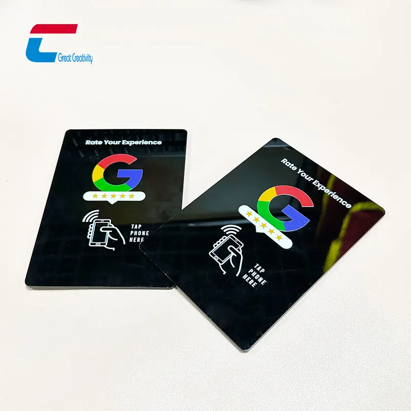 Ntag213 Nfc Carte de Visite Acrylique Google Review Noir Nfc Carte Acrylique