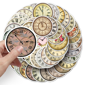 50PCS Factory Wholesale PVC Material Waterproof Eco Friendly Vintage <strong>Clock</strong> Sticker for Notebook Desktop Decoration Sticker - Product Image 6
