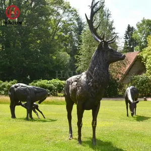 Garten im Freien Großes Tier Bronze Hirsch Riesen Rasen Statue Bronze