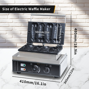 <span class=keywords><strong>Gaufrier</strong></span> et Machine à Hot-Dog Forme Pénis avec Revêtement Antiadhésif en Téflon, Température Réglable 50-300℃/122-572℉, 4 Moules à Snacks - Product Image 5