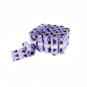 Sacs à déjections pour animaux Yommy, 20 rouleaux de 15 unités, violet avec motif chien, pour chiens et chats - Product Image 3