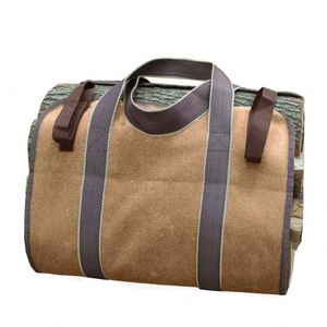 Free Sample Firewood <b>Log</b> Carrier Tote Bag Canvas Heavy Duty Fireplace Carrier Carrier Large Wood Storage <b>Holder</b> for Fireplace - Product Image 5