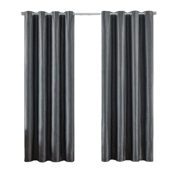 Modern Simple Design Rideau Window Drapes Solid Color Linen Blackout Fabric Curtain For Bedroom