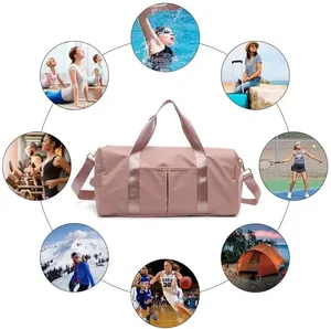 กระเป๋าเดินทางแบบพับได้ขนาดใหญ่กันน้ำ ผลิตจากโพลีเอสเตอร์ ปิดด้วยซิป เหมาะสำหรับกีฬา ท่องเที่ยว ใช้เป็นกระเป๋าเป้สะพายหลังสำหรับโปรโมชั่น โยคะ และออกกำลังกาย - Product Image 2