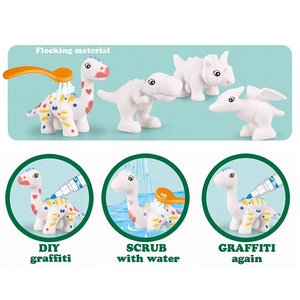 ITTL arte manualidades y juguetes caseros, juego de pintura de dinosaurio no tóxico, bolígrafos coloridos, plástico lavable, juguete de pintura - Product Image 6