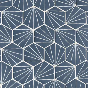 Sunwings 재활용 유리 모자이크 타일 | 미국의 재고 | 네이비 아트 데코 육각 대리석 보이는 모자이크 벽 및 바닥 타일
