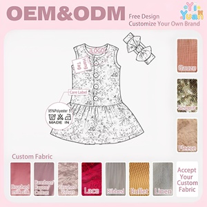 Conjunto <span class=keywords><strong>de</strong></span> Vestido sin Mangas con Volantes para Niñas Pequeñas, Estampado Floral y Geométrico, Diadema con Lazo a Juego, Atuendo <span class=keywords><strong>de</strong></span> Verano para Niñas - Product Image 2