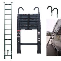 Échelle télescopique en aluminium haut de gamme de 10,5 pieds avec 2 crochets de toit détachables, style moderne, pour usage domestique