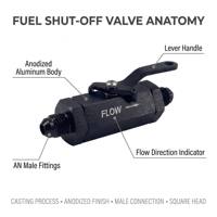 HAOFA AN6-12 Válvula de corte de combustible de aluminio anodizado, accesorios reductores macho en línea, palanca hexagonal, dirección de flujo marcada con láser, universal