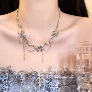 Collares de Moda <span class=keywords><strong>2023</strong></span> con Borlas de Mariposa y Diamantes de Imitación Azules para Mujeres y Niñas, Collar de Cadena Irregular - Product Image 5