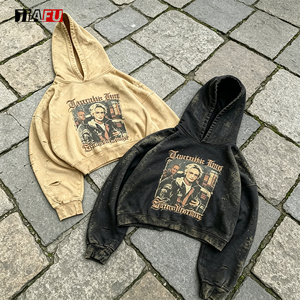 Heavyweight 480gsm <strong>Men</strong> Hoodie Printed Pullover Oversized Hoodie Acid Washed Boxy Vintage Streetwear <strong>Hoodies</strong> <strong>Men</strong> Bulk Custom - Product Image 1