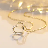 Nouvelle mode bijoux fins en argent sterling 925 plaqué or 18k colliers de cœur à chaîne personnalisés pour femmes