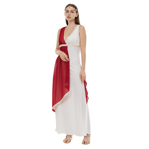 Costume de déesse romaine pour femmes, tenue de fête en polyester rouge - Product Image 4