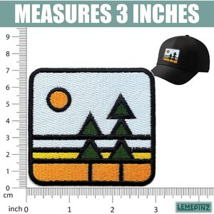 Sunset Nature <b>Tree</b> Embroidery Patch 3 Inches Iron On Sew On Travel Applique Fabric Patch For <b>Bags</b> - Product Image 3